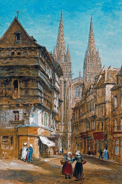 Quimper, the Cathedral and Kéréon Street by William Parrott
